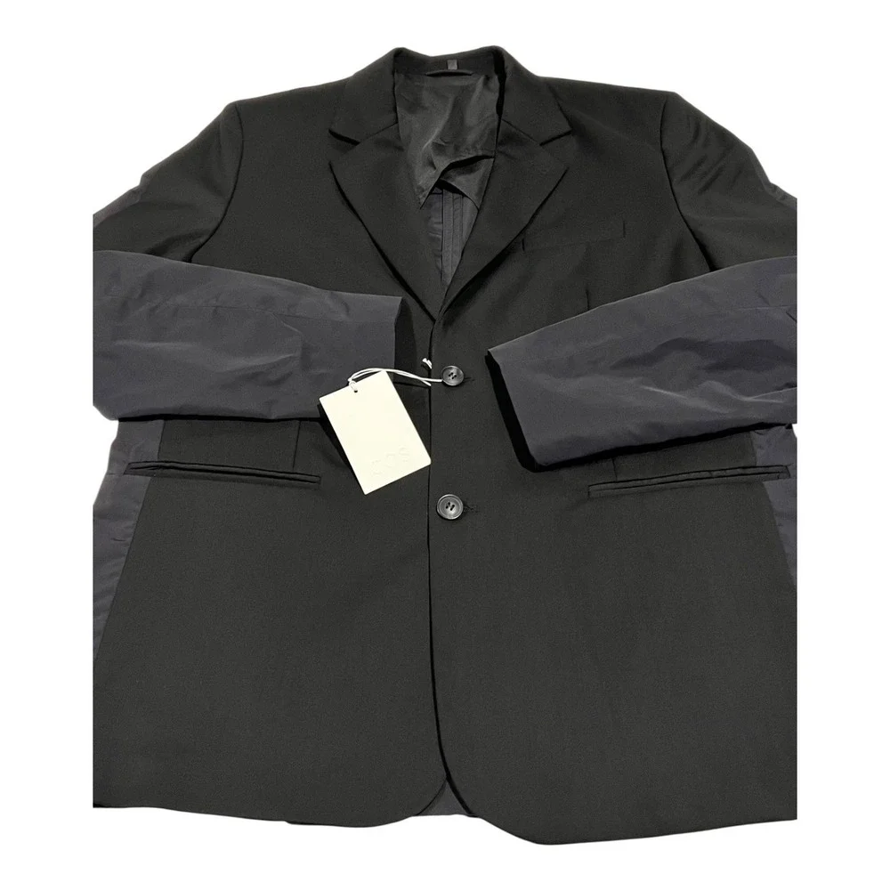 COS Men's Black‎ Relaxed Blazer US 40R Two-Tone Two-Button Jacket NWT